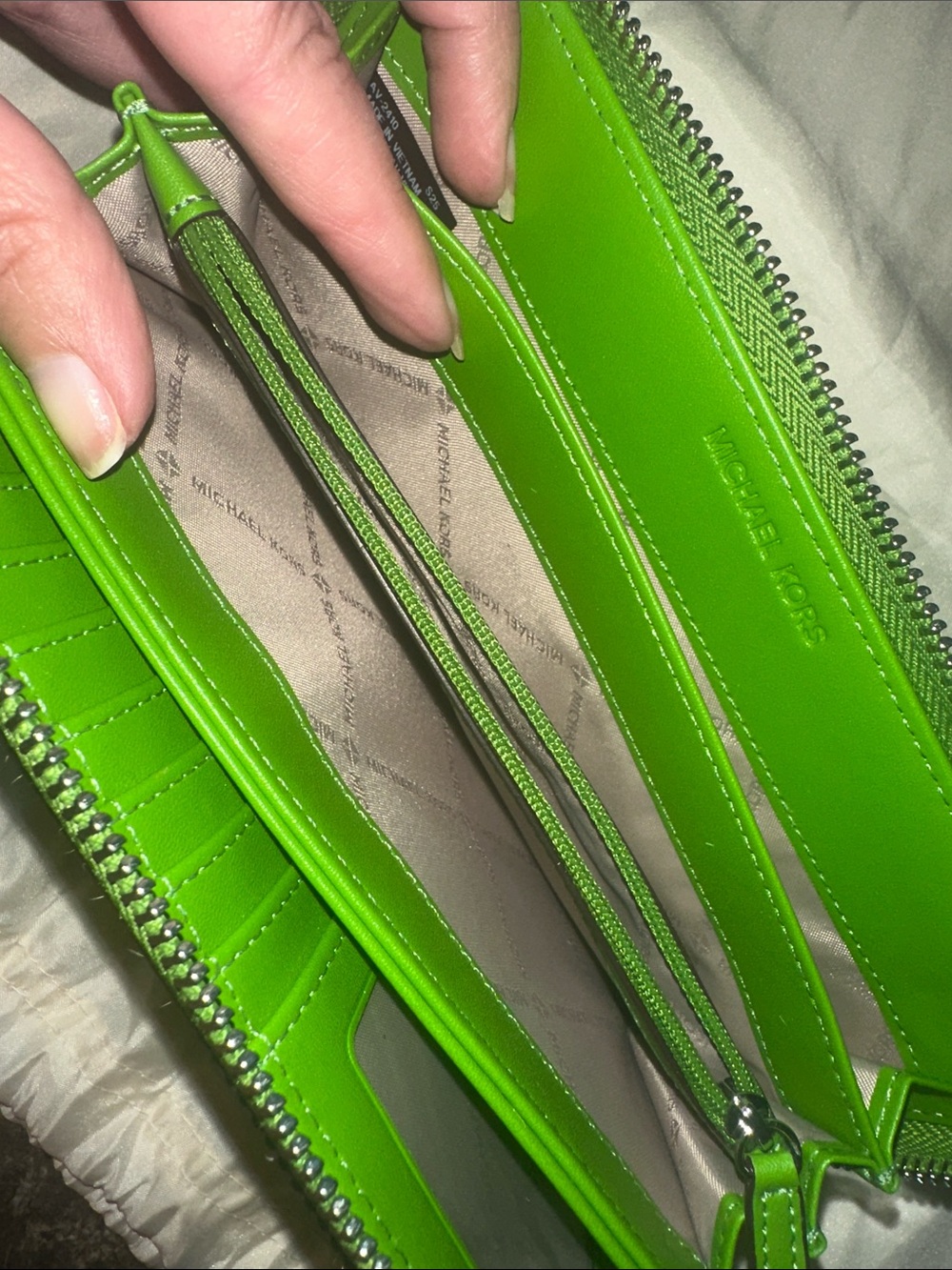 Michael Kors Green and White Zebra Print calf hair Wallet/Wristlet - Picture 11 of 12